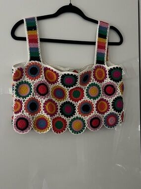 Farm Rio colorful crochet top
